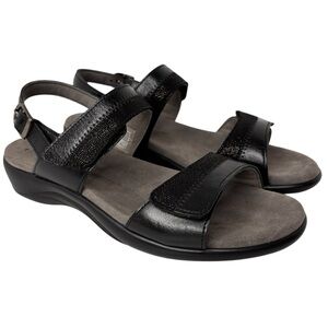 SAS Nudu Comfort Sandals Adjustable Straps Womens Shoe Sz 9 Narrow Black Leather